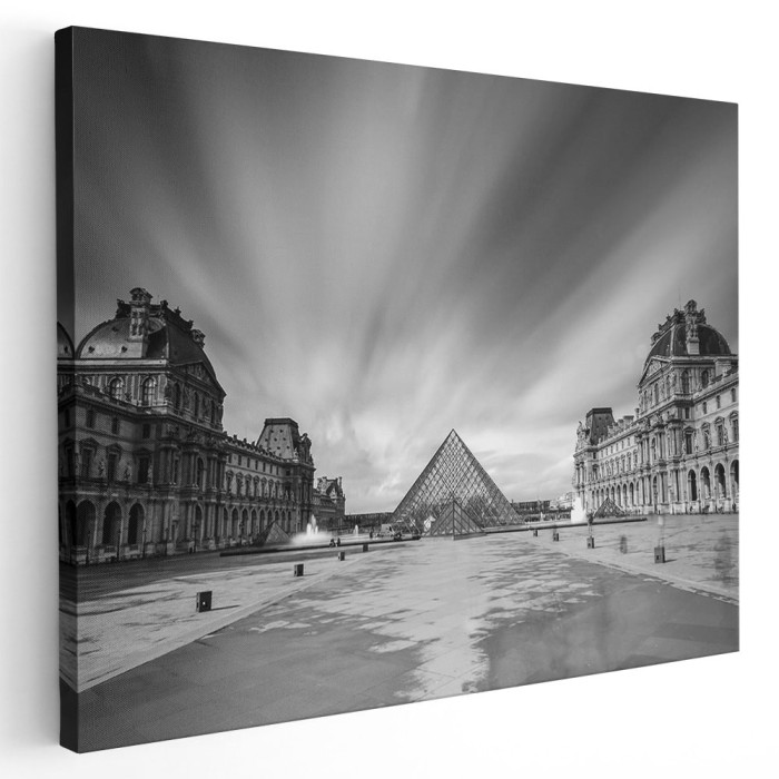Tablou Muzeul Louvre, Paris, Franta, alb, negru 1542 Tablou canvas pe panza CU RAMA 80x120 cm