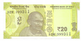 India 20 Rupii 2022 (Gandhi in stanga - plate letter A) P-110 UNC !!!