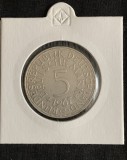 Moneda 5 mărci 1967 J RFG argint