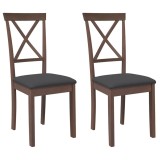 Cumpara ieftin Scaune sufragerie cu perne 2 buc. cauciuc din lemn masiv maro