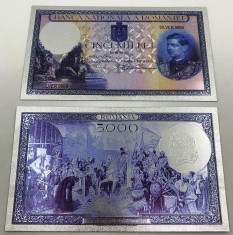 5000 lei 1931 (fara supratipar)-Bancnota polImer placata cu Argint.999? foto