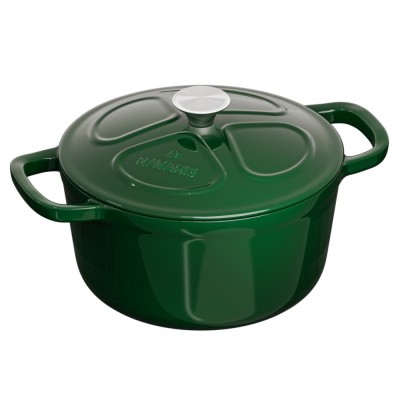 Oala fonta Navaris, 20 cm, emailata, verde, 2.5L, cu capac, pentru cuptor si plita, 58000.01.80 foto