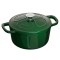 Oala fonta Navaris, 20 cm, emailata, verde, 2.5L, cu capac, pentru cuptor si plita, 58000.01.80