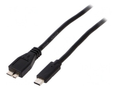Cablu USB 3.0 Micro USB B la USB C Aurit 1m Negru foto