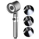Cap Duș Multifuncțional cu Presiune Reglabilă, Economisire Apă, Masaj Silicon, Filtru Purificare, Gri Metalic