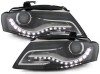 Faruri LED DRL Audi A4 B8 8K (04.2008-2011) cu Lumini de zi Integrate Negru Performance AutoTuning, KITT Lightning