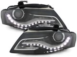 Faruri LED DRL Audi A4 B8 8K (04.2008-2011) cu Lumini de zi Integrate Negru Performance AutoTuning, KITT Lightning