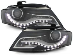 Faruri LED DRL Audi A4 B8 8K (04.2008-2011) cu Lumini de zi Integrate Negru Performance AutoTuning