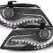 Faruri LED DRL Audi A4 B8 8K (04.2008-2011) cu Lumini de zi Integrate Negru Performance AutoTuning