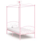 Cumpara ieftin Cadru de pat cu baldachin, roz, 90 x 200 cm, metal