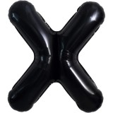 Balon folie metalizata litera x, flippy, 40 cm, umflati cu heliu sau aer, ambalaj individual, pai inclus, negru