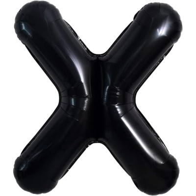Balon folie metalizata litera x, flippy, 40 cm, umflati cu heliu sau aer, ambalaj individual, pai inclus, negru foto
