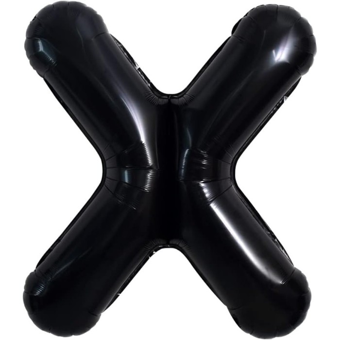 Balon folie metalizata litera x, flippy, 40 cm, umflati cu heliu sau aer, ambalaj individual, pai inclus, negru