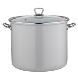 Oala din inox emailat lucios, cu capac, gri, 14l-28cm, Florina