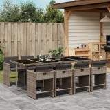 Gossi set mobilier gradina cu perne, 9 piese, gri, poliratan