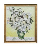 Cumpara ieftin Tablou celebru inramat pictat manual, Trandafiri albi, 65x55cm ulei pe panza reproducere Vincent van Gogh