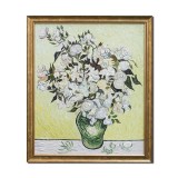 Tablou celebru inramat pictat manual, Trandafiri albi, 65x55cm ulei pe panza reproducere Vincent van Gogh