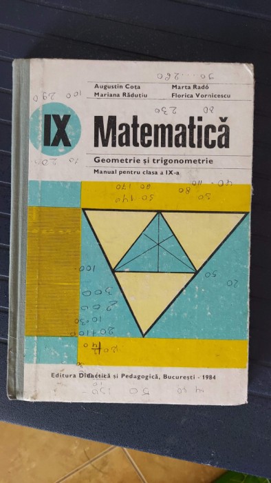 MATEMATICA GEOMETRIE SI TRIGONOMETRIE CLASA A IX A COTA RADUTIU VORNICESCU RADO