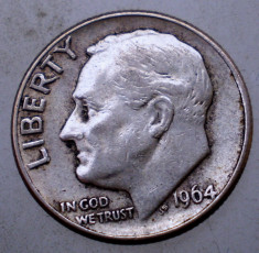 7.438 USA SUA ROOSEVELT DIME 1964 D ARGINT foto