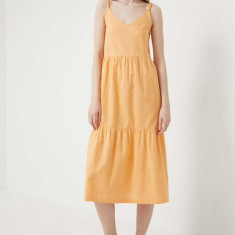 Roxy rochie culoarea portocaliu, midi, evazati