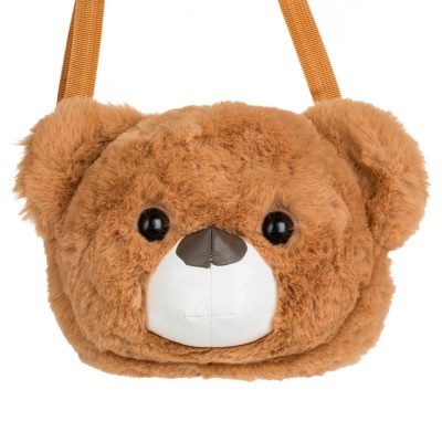 Geantă Crossbody, Model Ursuleț, Material Poliester, Culoare Maro, Dimensiuni 25x10x19cm, Avertisment Asfixiere foto