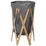 Cos de rufe pliabil, gri, lemn si material textil