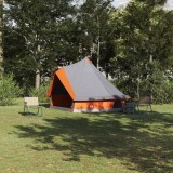 vidaXL Cort de familie Tipi gri și portocaliu, impermeabil pentru 8 persoane