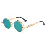 Ochelari Soare Retro / Steampunk Style - Rama Metalica , Protectie UV 100 %- 1, Barbati, Metal, Verde