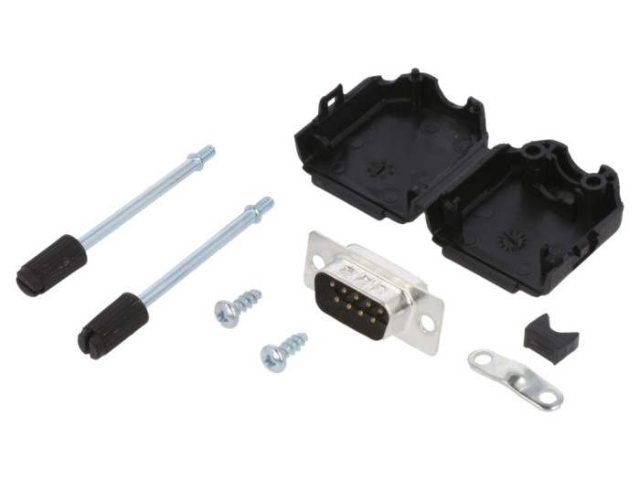 Conector D-Sub 9 pini tată, pe cablu