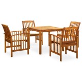 Set mobilier de gradina cu perne, 5 piese, lemn masiv acacia