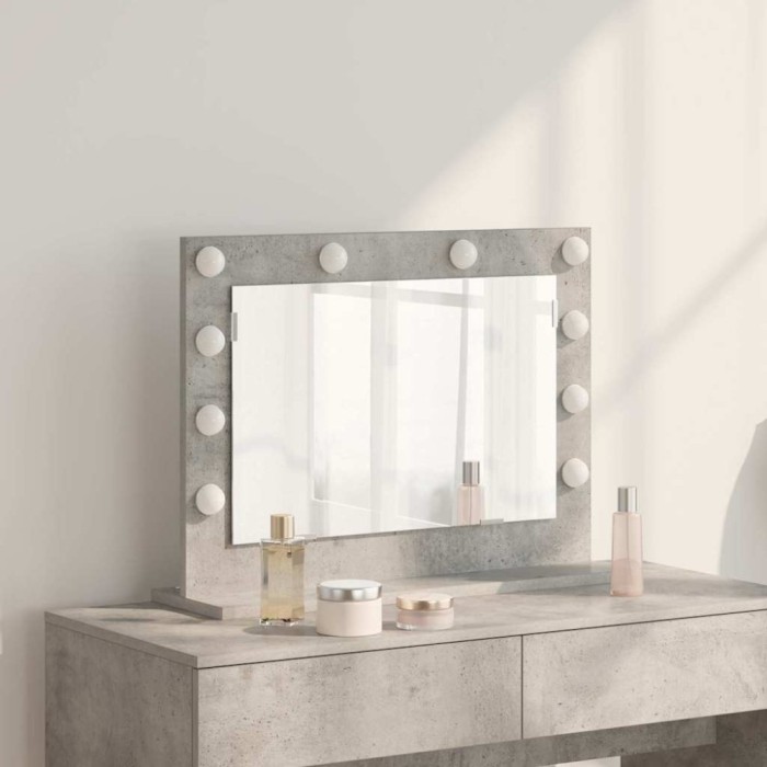 vidaXL Oglindă toaletă Gri beton Beton Medie Inserții decorative