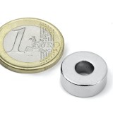 Magnet neodim inel &Oslash;15/6 x 6 mm, putere 5,1 kg, N42