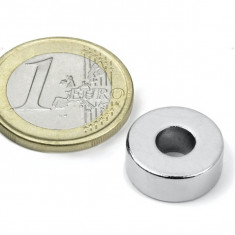 Magnet neodim inel Ø15/6 x 6 mm, putere 5,1 kg, N42