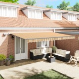 vidaXL Marciză retractabilă manuală cu dungi multicolore LED 500x350 cm