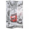 VidaXL Paravan cameră pliabil, 120x170 cm, autobuz londonez, negru/alb