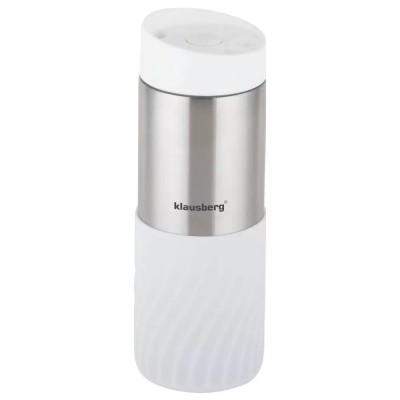 Cana termica, termos din inox, alb, capacitate 420 ml, Klausberg foto
