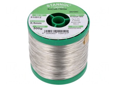 S&amp;acirc;rmă de lipit fără plumb 0.5mm 0.5kg Sn99,3Cu0,7 NiGe foto