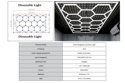 Sistem de Iluminare Plafon Hexagon / HoneyComb 3,94 x 2,29 m Lumina Ajustabila Performance AutoTuning foto