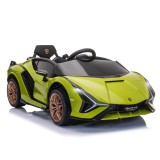 Masina electrica pentru copii 12V Lamborghini, telecomanda, viteza 3-8 km/h, 108x62x40cm, Verde HOMCOM | Aosom Romania