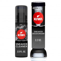 Pachet Crema Lichida KIWI Curatare Incaltaminte, Black Cleaner 75 ml + Spray Deodorant KIWI Pentru Incaltaminte 100 ml, Spray Deodorant Pantofi, Crema foto