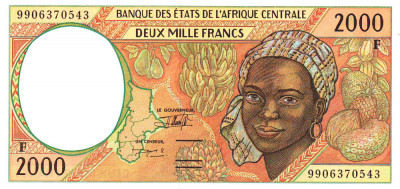 Statele Africii Centrale 2 000 Franci (F) Camerun 2 000 P-303Ff UNC foto