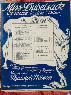 Miss Dudelsack, operet ain trei acte, partitura pentru pian - Rudolph Nelson foto