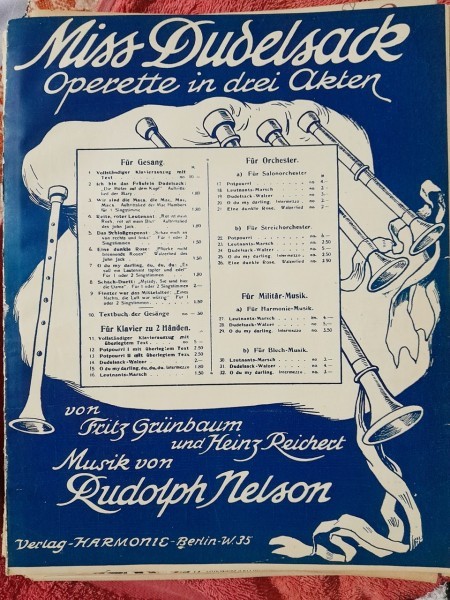 Miss Dudelsack, operet ain trei acte, partitura pentru pian - Rudolph Nelson