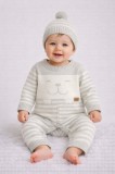 Salopetă tricotată cu caciulita Uluda cu dungi gri (Marime Disponibila: 9 luni)