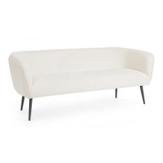 Canapea otel negru textil alb Avril 175x70x68 cm