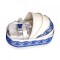 Trusou botez complet, in landou, decor elegant cu dantela albastra Denikos&reg; 142