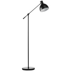 HOMCOM Lampadar de podea pentru living 40 W &icirc;nălțime ajustabilă, abajur și braț pivotant, comutator la picior, soclu E27, negru | Aosom Romania