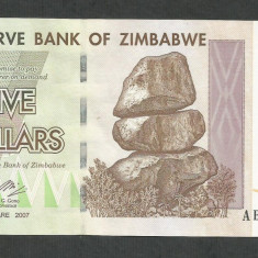 ZIMBABWE 5 DOLARI DOLLARS 2007 [10] P-66 , XF+++
