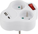 Z&aacute;suvka Strend Pro, rozbočovacia, rozdvojka, biela, 2x 16 A, USB A+C, vyp&iacute;nač