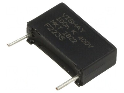 Condensator Poliester 0,1uF 400VDC &amp;plusmn;10% THT Dimensiuni 18x5,5x10,5mm foto